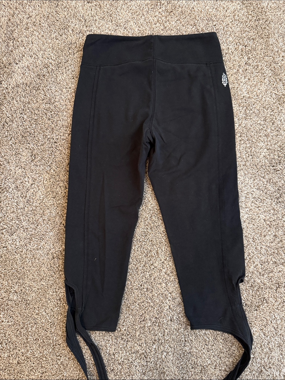 Free People FP Movement Women’s Black Stirrup Leggings with Tie Detail - Picture 4 of 4